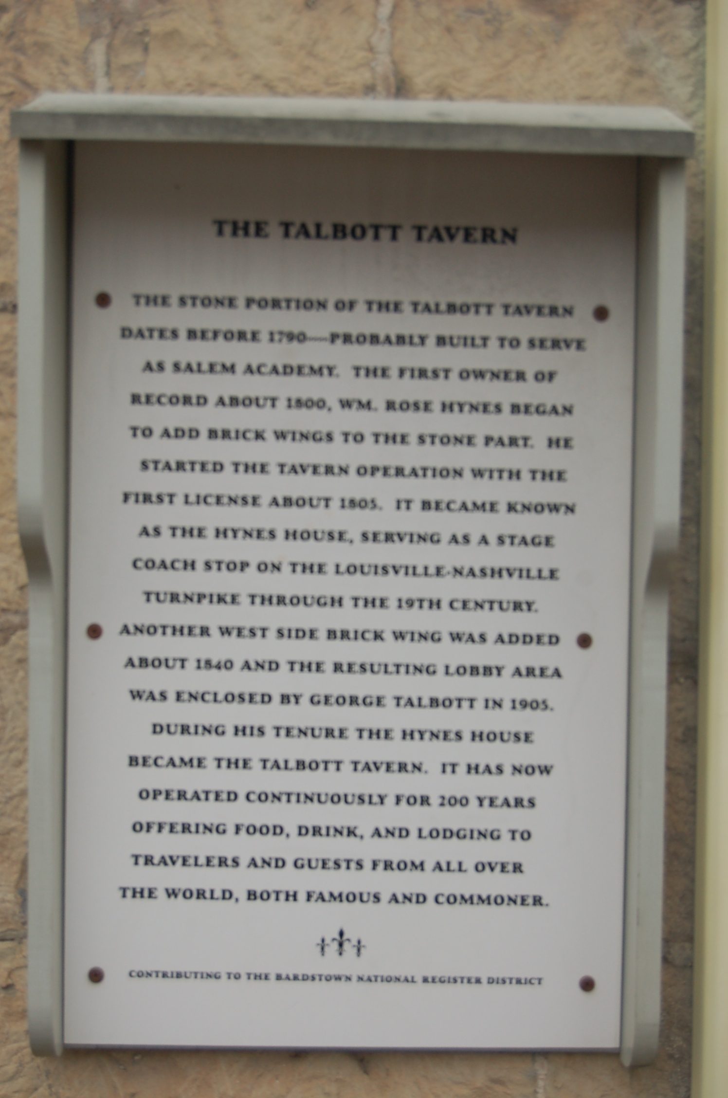 Historic Talbott Tavern in Bardstown, Kentucky